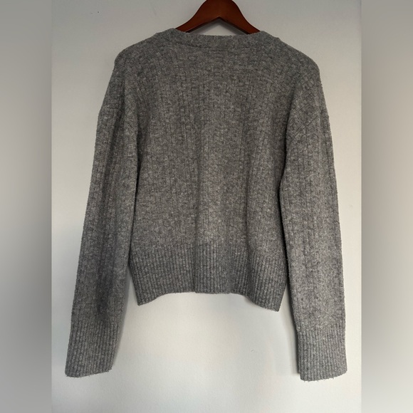 ZARA WOOL BLEND GREY BUTTON UP CARDIGAN SZ SMALL - Picture 6 of 6